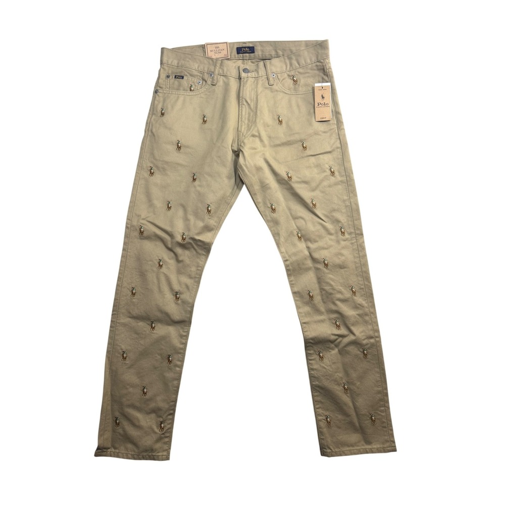 Polo Ralph Lauren Sullivan Slim Khaki Embroidered Pony Jeans 33x32 RLKHAKIAOP